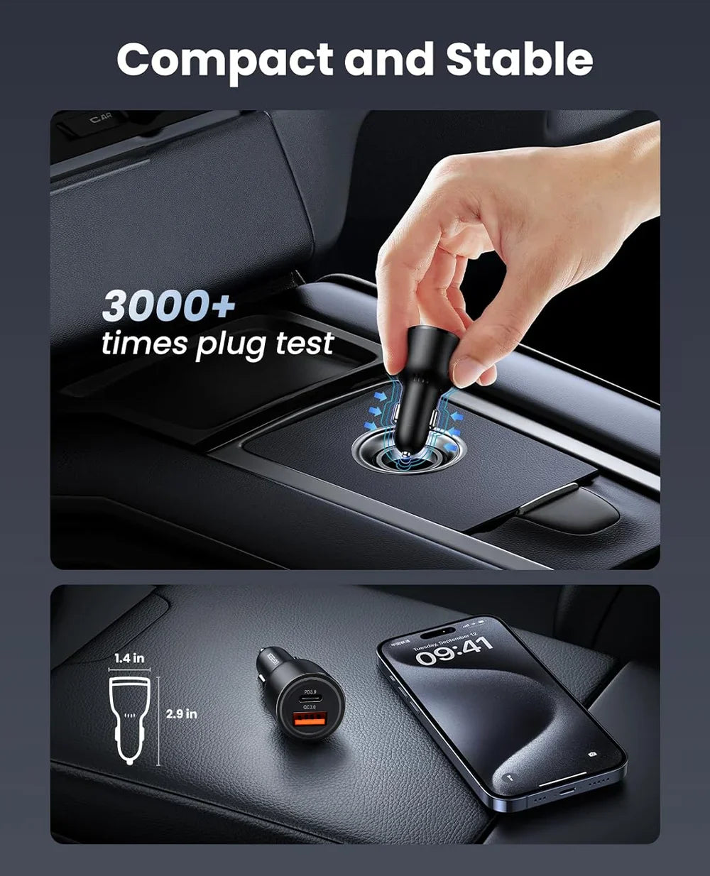125W Max Fast Car Charger - 2 Ports