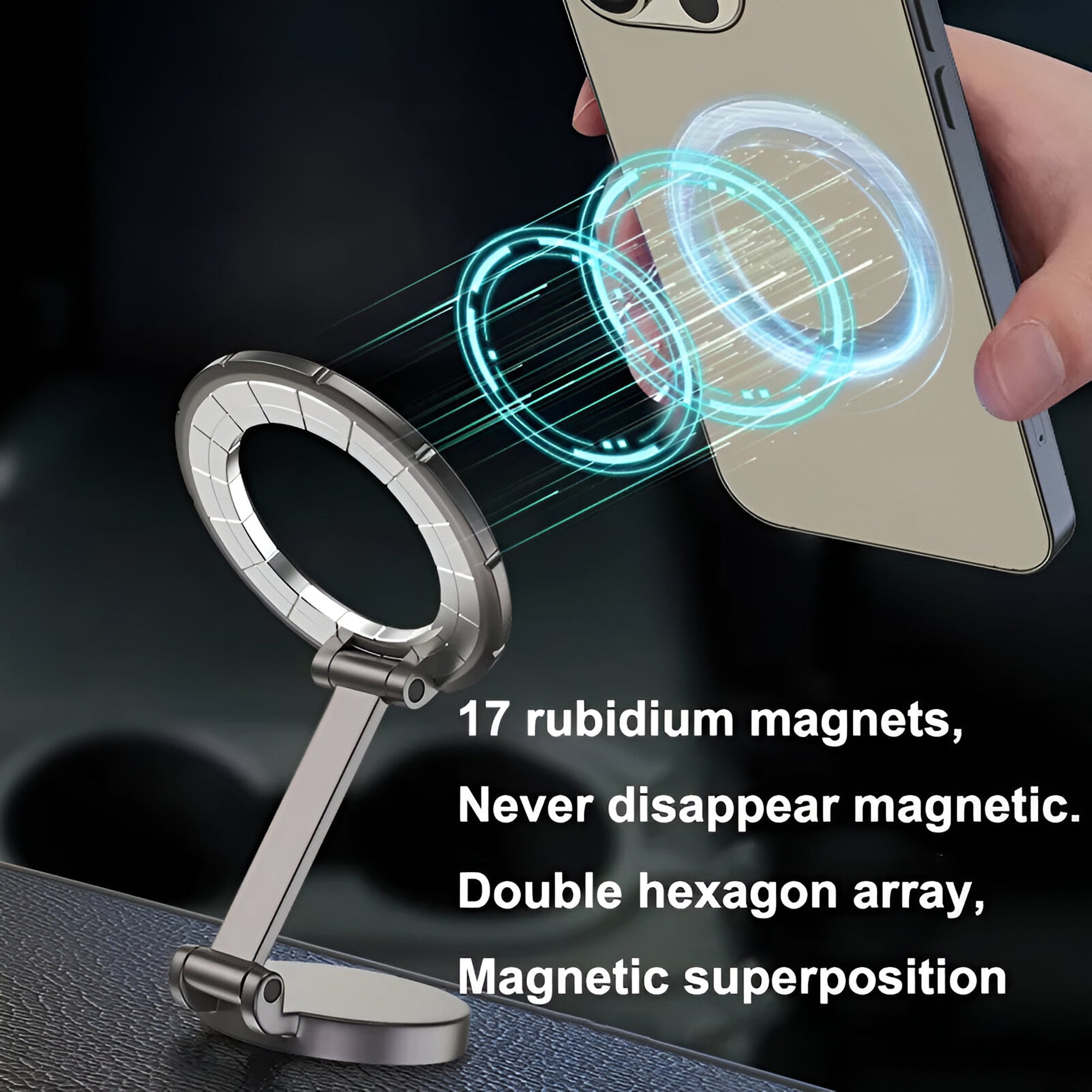 360° Rotational Magnetic Multi-Functional Mobile Holder with Adhesive Base Compatible with Smartphones