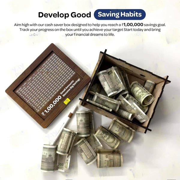 100000 Rupees Goal Wooden Money Piggy Bank